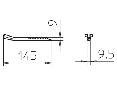 Dimensional drawing 1 OBO TPB R FS Ceiling bracket for cable tray
