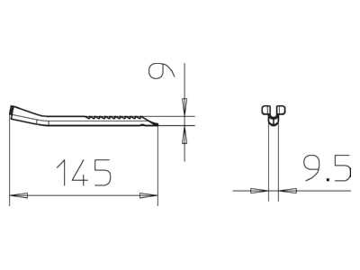 Dimensional drawing 2 OBO TPB R FS Ceiling bracket for cable tray