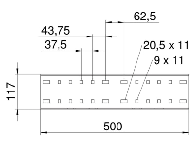 Ma�zeichnung 2 OBO WRVL 110 A2 Laengsverbinder 110x500