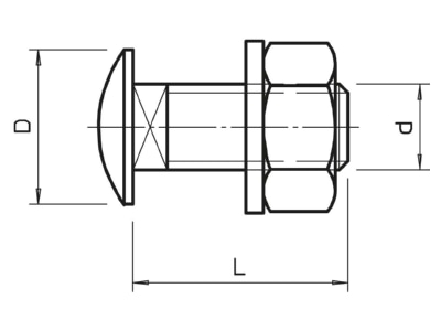 Ma�zeichnung 1 OBO FRS 12x30 A2 Flachrundschraube m  Scheibe u  Mutter