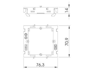 Dimensional drawing 1 OBO 71MTD Device box for device mount wireway
