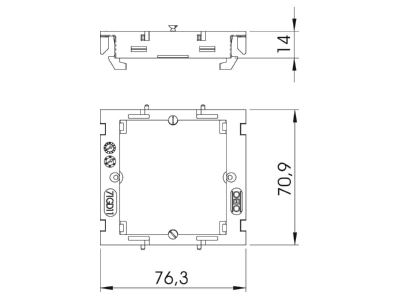 Dimensional drawing 2 OBO 71MTD Device box for device mount wireway