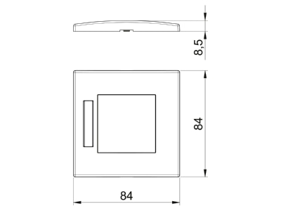 Dimensional drawing 1 OBO AR45 BF1 AL Frame 1 gang aluminium
