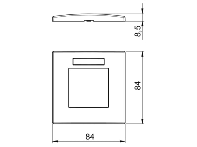 Dimensional drawing 1 OBO AR45 BSF1 RW Frame 1 gang white
