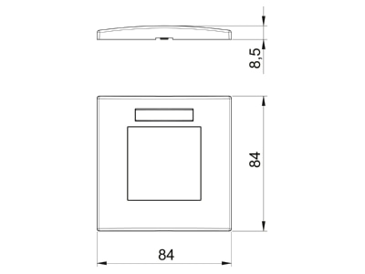 Dimensional drawing 2 OBO AR45 BSF1 RW Frame 1 gang white