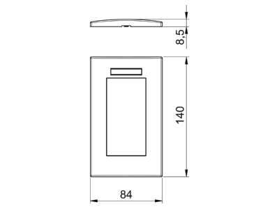 Dimensional drawing 1 OBO AR45 BSF2 RW Frame 2 gang white

