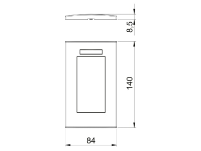 Dimensional drawing 2 OBO AR45 BSF2 RW Frame 2 gang white