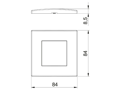 Dimensional drawing 2 OBO AR45 F1 RW Frame 1 gang white