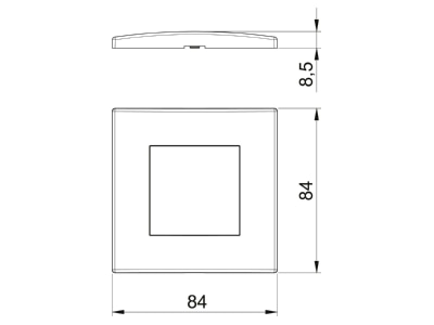 Dimensional drawing 2 OBO AR45 F1 SWGR Frame 1 gang grey