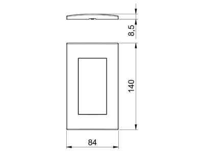 Mazeichnung 2 OBO AR45 F2 RW Abdeckrahmen 2fach 84x140mm rws