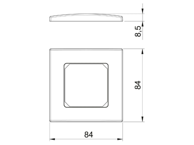 Mazeichnung 1 OBO AR50 F1 RW Abdeckrahmen 1fach 84x84mm rws