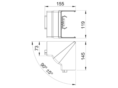 Dimensional drawing 2 OBO GK IH70110CW Inner corner for device mount wireway