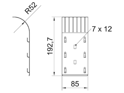 Ma�zeichnung 1 OBO KAB GR A2 Kabelabgangsblech 192x85x51mm