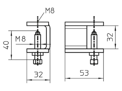 Ma�zeichnung 1 OBO KLL 32 A2 Klemmstueck 32x88x5mm