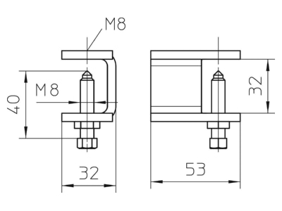 Ma�zeichnung 2 OBO KLL 32 A2 Klemmstueck 32x88x5mm