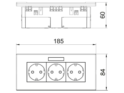 Dimensional drawing 1 OBO SDE RW D0GN3B Socket outlet  receptacle 
