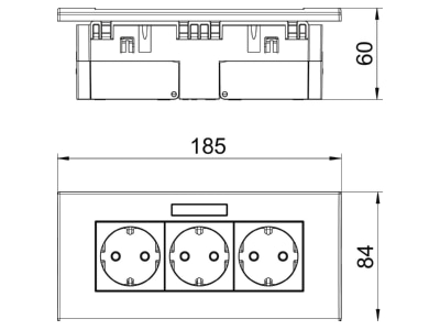Dimensional drawing 2 OBO SDE RW D0GN3B Socket outlet  receptacle 