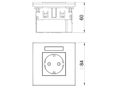 Dimensional drawing 1 OBO SDE RW D0RT1B Socket outlet  receptacle 
