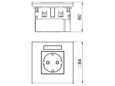 Dimensional drawing 2 OBO SDE RW D0RT1B Socket outlet  receptacle 