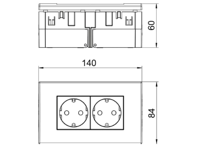 Dimensional drawing 1 OBO SDE RW D0RT2 Socket outlet  receptacle 
