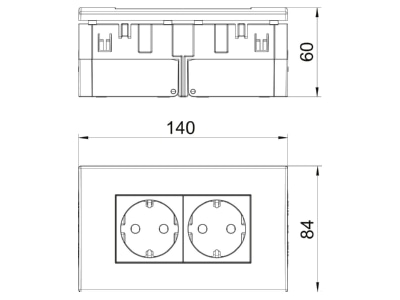 Dimensional drawing 2 OBO SDE RW D0RT2 Socket outlet  receptacle 