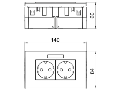 Dimensional drawing 1 OBO SDE RW D0RT2B Socket outlet  receptacle 
