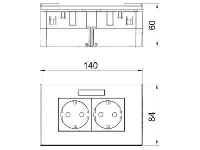 Dimensional drawing 2 OBO SDE RW D0RT2B Socket outlet  receptacle 