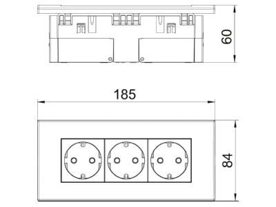 Dimensional drawing 1 OBO SDE RW D0RT3 Socket outlet  receptacle 
