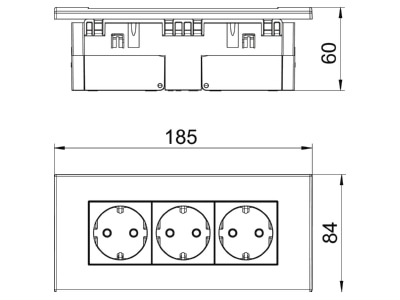 Dimensional drawing 2 OBO SDE RW D0RT3 Socket outlet  receptacle 