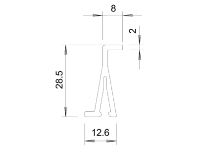 Mazeichnung 1 OBO WDKH TW40LGR Trennwand 15x28x2000mm lgr