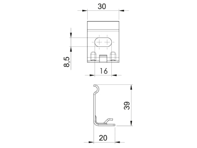 Dimensional drawing 1 OBO WH GRM35 FT Mounting plate for cable support system
