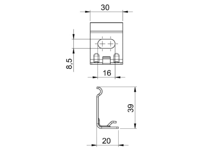 Ma�zeichnung 1 OBO WH GRM35 A4 Wandhalter 35x50mm