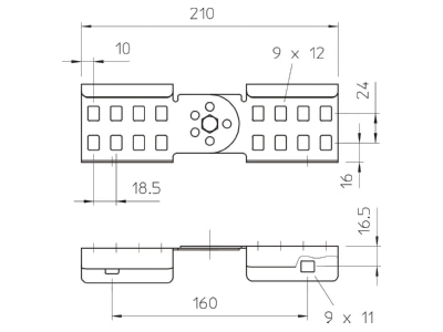 Ma�zeichnung 1 OBO LGVG 60 A2 Gelenkverbinder 64x210mm