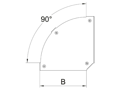 Dimensional drawing 1 OBO DFBM 90 100 A2 Bend cover for cable tray 100mm
