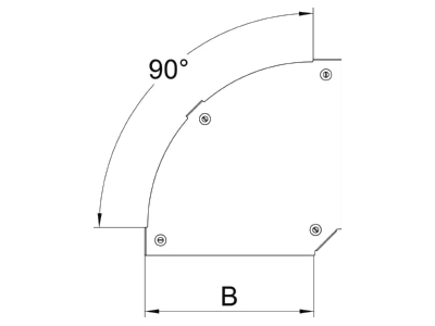 Dimensional drawing 2 OBO DFBM 90 100 A2 Bend cover for cable tray 100mm