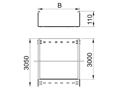 Dimensional drawing 1 OBO MKSMU 120 FS Cable tray 110x200mm
