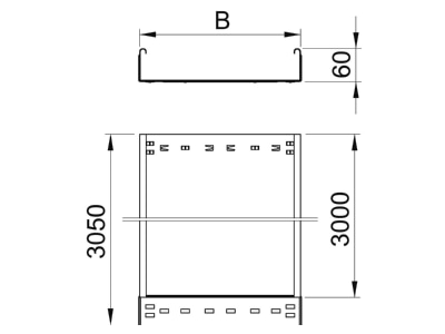 Dimensional drawing 1 OBO MKSMU 610 FS Cable tray 60x100mm
