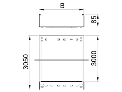 Dimensional drawing 2 OBO MKSMU 830 FT Cable tray 85x300mm