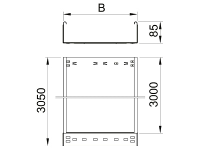 Dimensional drawing 1 OBO MKSMU 850 FT Cable tray 85x500mm
