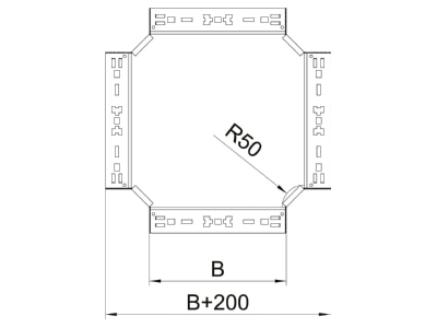 Dimensional drawing 2 OBO RKM 610 FS Cross piece for cable tray 60x100mm