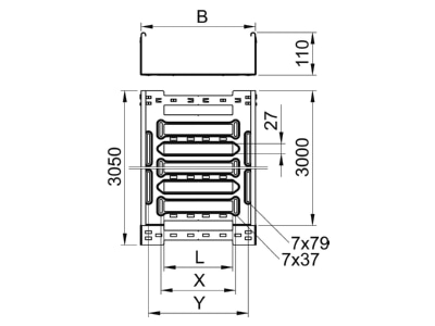 Dimensional drawing 2 OBO SKSM 160 FS Cable tray 110x600mm