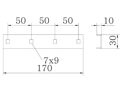 Dimensional drawing 2 OBO SLV 42 A4 Longitudinal joint for cable support