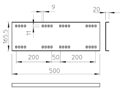 Dimensional drawing 2 OBO WRVL 160 A4 Longitudinal joint for cable support