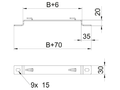 Dimensional drawing 1 OBO DBLG 20 150 FS Wall   ceiling bracket for cable tray
