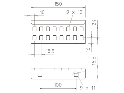 Dimensional drawing 2 OBO LVG 60 A4 Longitudinal joint for cable support