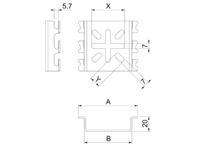 Dimensional drawing 2 OBO MPG 90 FT Mounting plate for cable support system