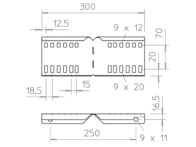 Dimensional drawing 2 OBO LWVG 110 FS Corner joint for cable support Steel