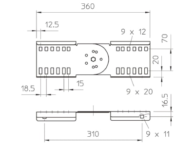 Dimensional drawing 2 OBO LGVG 110 FS Longitudinal joint for cable support