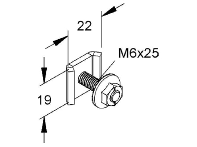 Ma�zeichnung Niedax GTVM 6X25 V Universalverbinder blaupassiviert