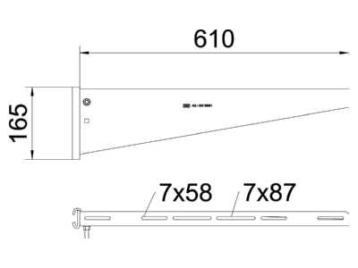 Dimensional drawing 2 OBO AS 55 61 FT Profile console for cable support
